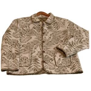 Casual Studio Womens Jacket Reversible Size Lg. Cream Mocha Mousse Button Front